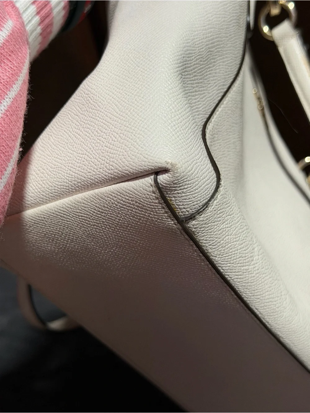 Coach White Leather Tote with Gold Accents